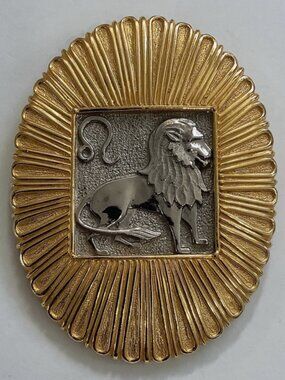 Judith Leiber Leo Lion Zodiac Brooch Pendant Gold Silver Tone Statement Pin